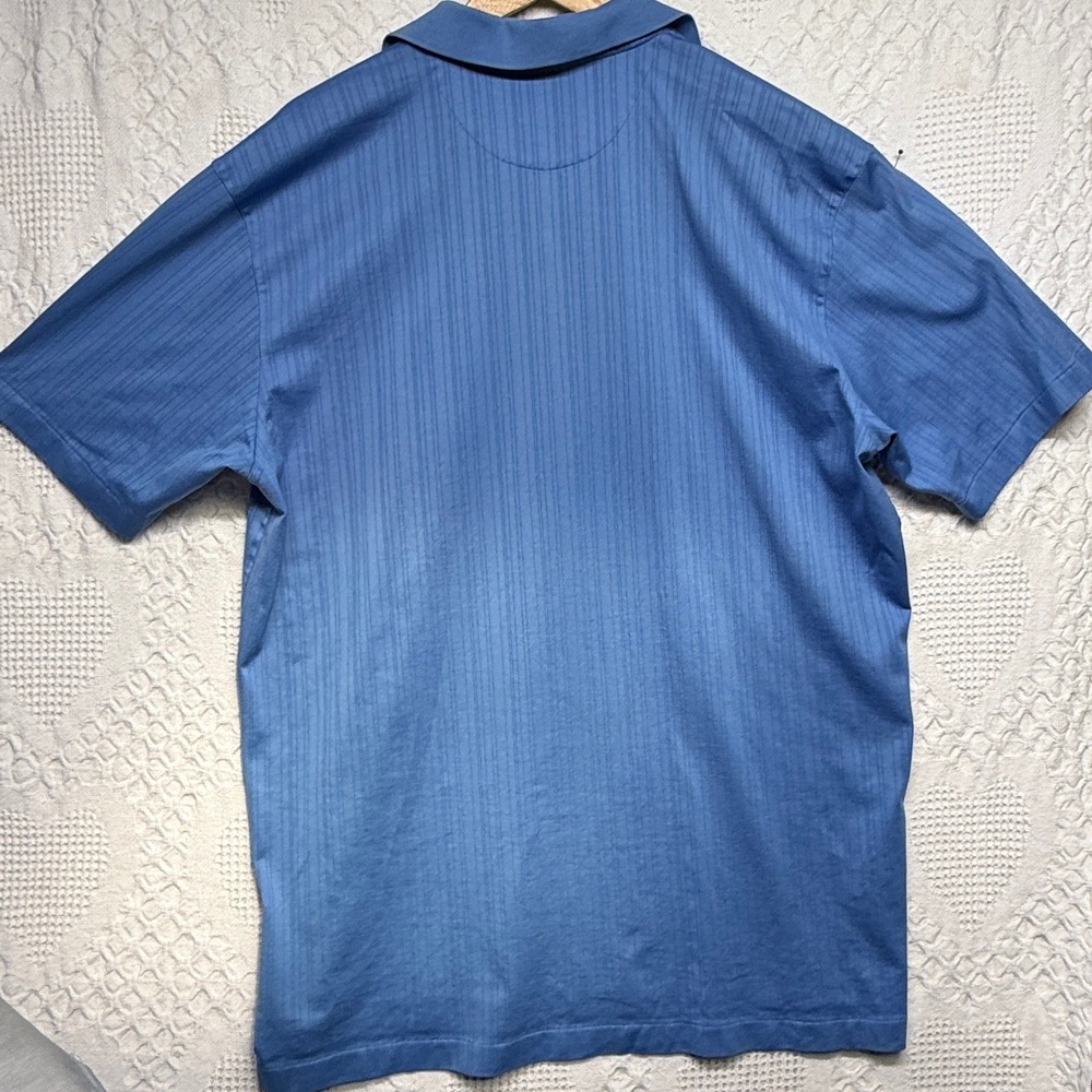 Tiger Woods Nike Golf Mens XXL Blue Pin Stripe Nike Fit Dry Polo Shirt - Picture 2 of 7